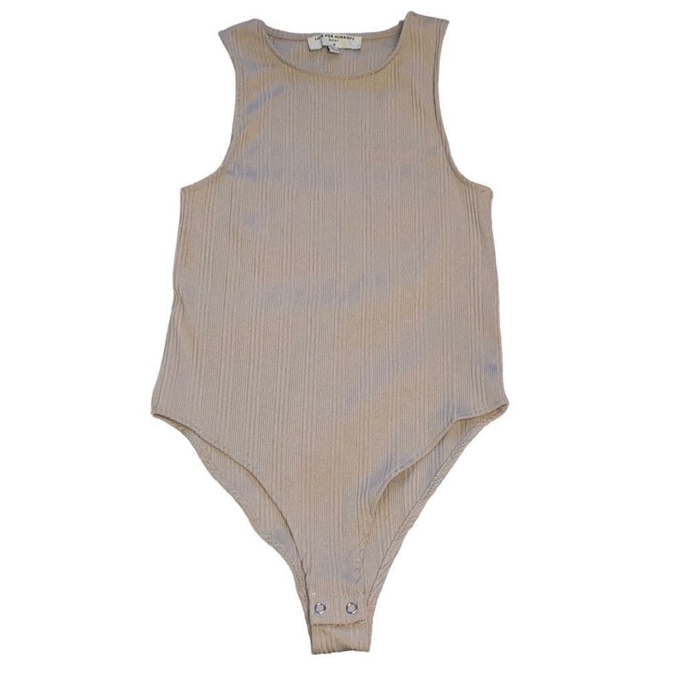 Love For Humanity EUC Beige Ribbed Bodysuit New Neutrals Coastal Cowgirl Medium